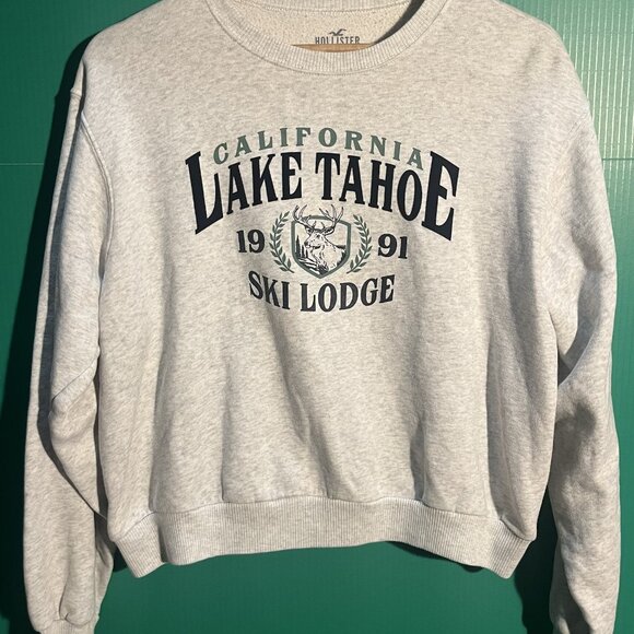 Hollister Lake Tahoe 1991 Ski Lodge Sweatshirt Women’s Small Gray Pullover Crewn - Picture 1 of 5